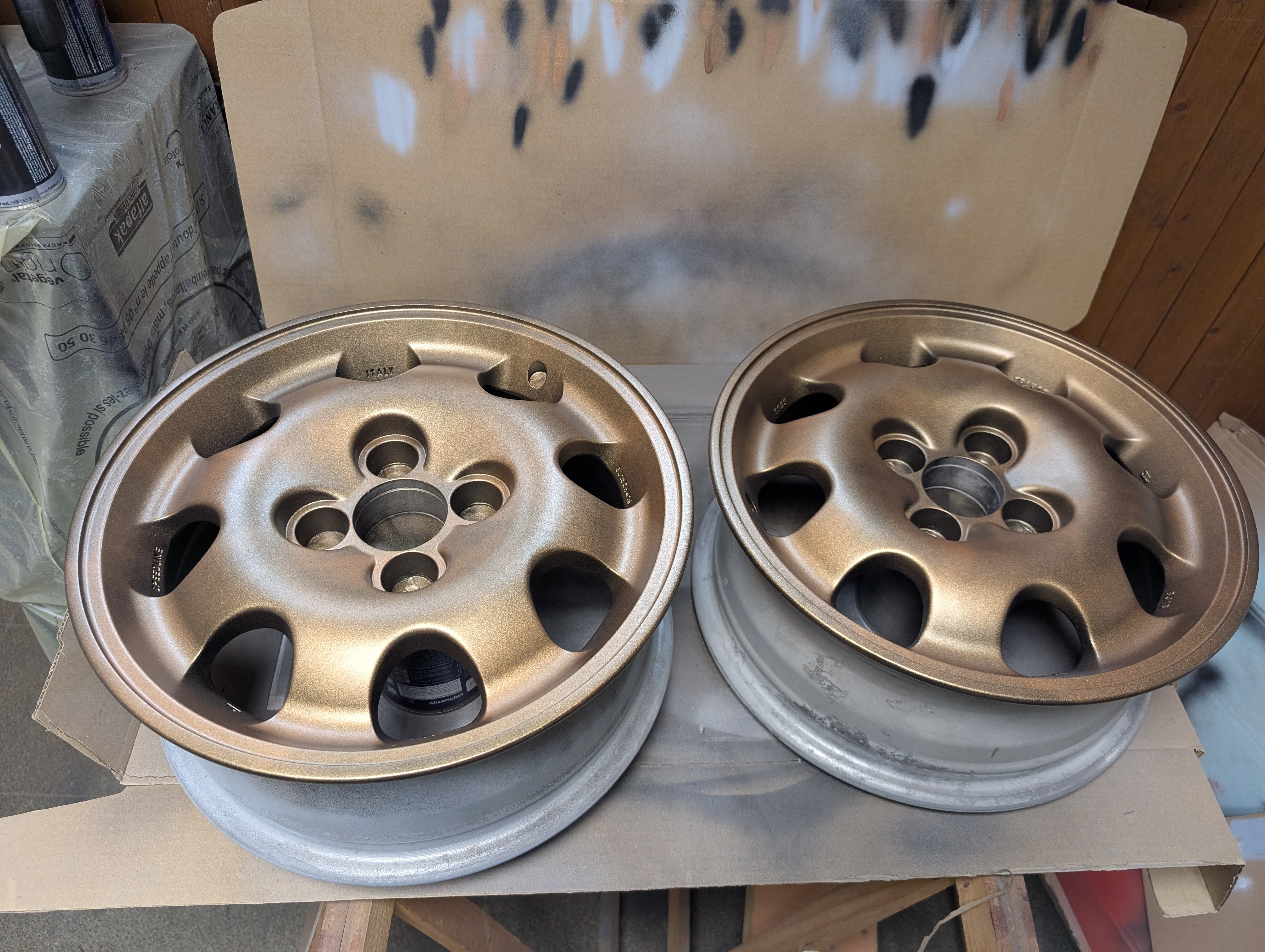 Jantes pendant la peinture